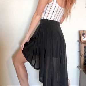 H&M black high low skirt